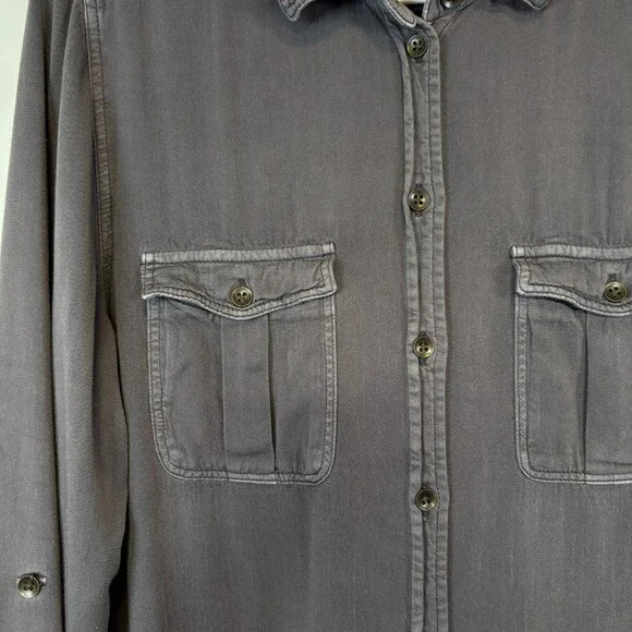 American Eagle  Button Down Top Grunge Soft Grunge 90s Vibe Gray Women's Size M - Picture 10 of 10